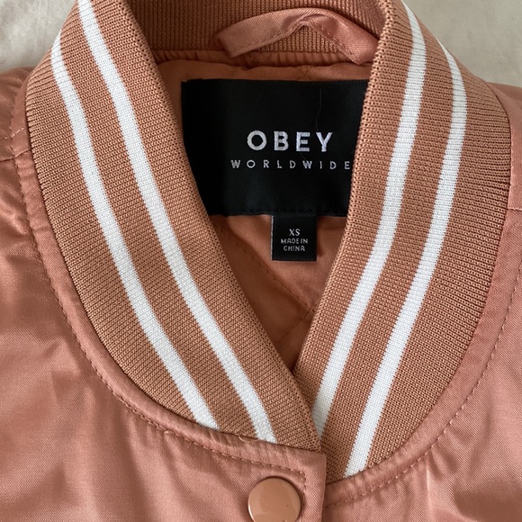 Obey Pink Varsity Jacket, Size XS - Picture 2 of 7
